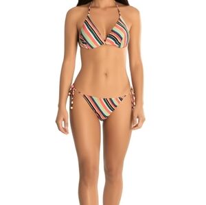 NWT SIZE S** Shoshanna Metalic Stripe Bikini Set Halter Style